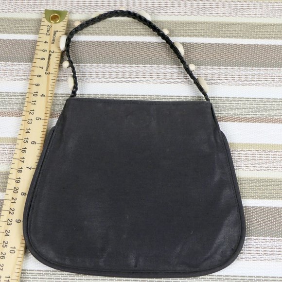 bis Charles Jourdan Dark Brown Silky Natural Fabric Small HOBO Handbag - Picture 3 of 10